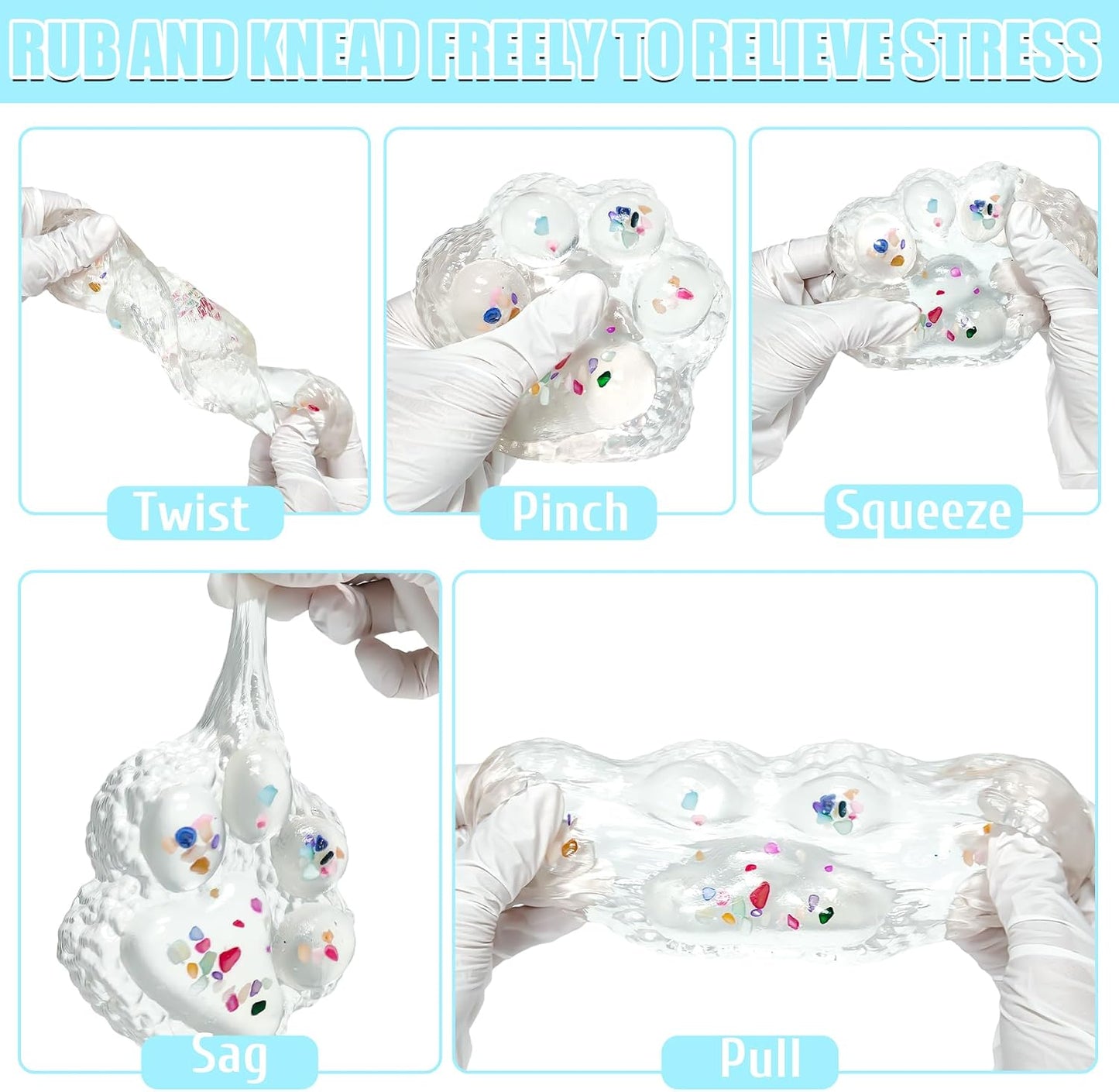 3Pcs Textured Stress Balls, Soft Sensory Fidget Toys Ball for Adults Kids