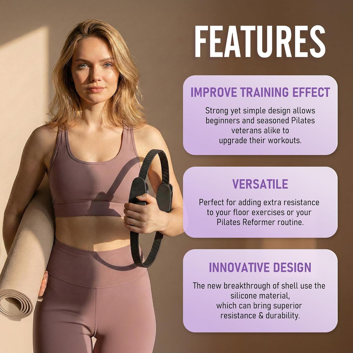 JKSHMYT Pilates Ring Fitness Circle for Women, Pilates Equipment – 14.5" Home Magic Exercise Workout, Better me Pilates Essentials Starter Set for Beginners Toning Shape Full Body