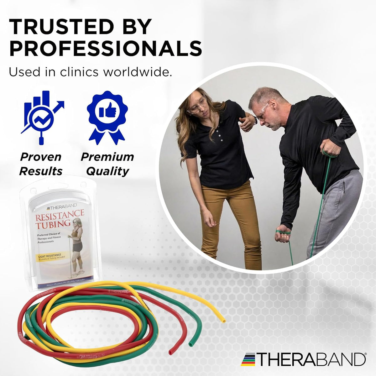 THERABAND Resistance Tubes, Band, Exercise, Set