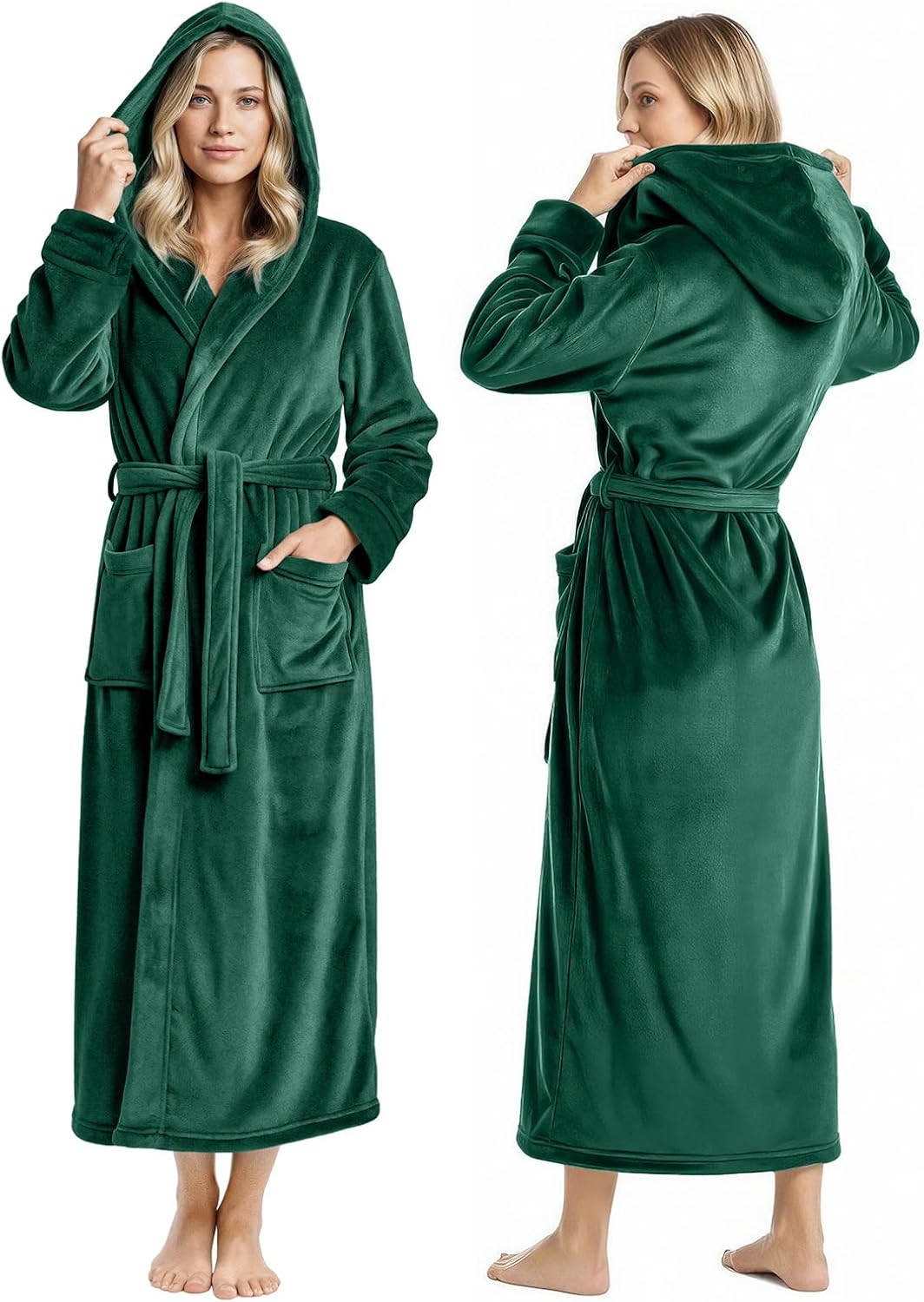 Premium Ultra Soft Robes for Women with Hood Plush Fleece Long Bathrobe