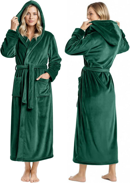 Premium Ultra Soft Robes for Women with Hood Plush Fleece Long Bathrobe