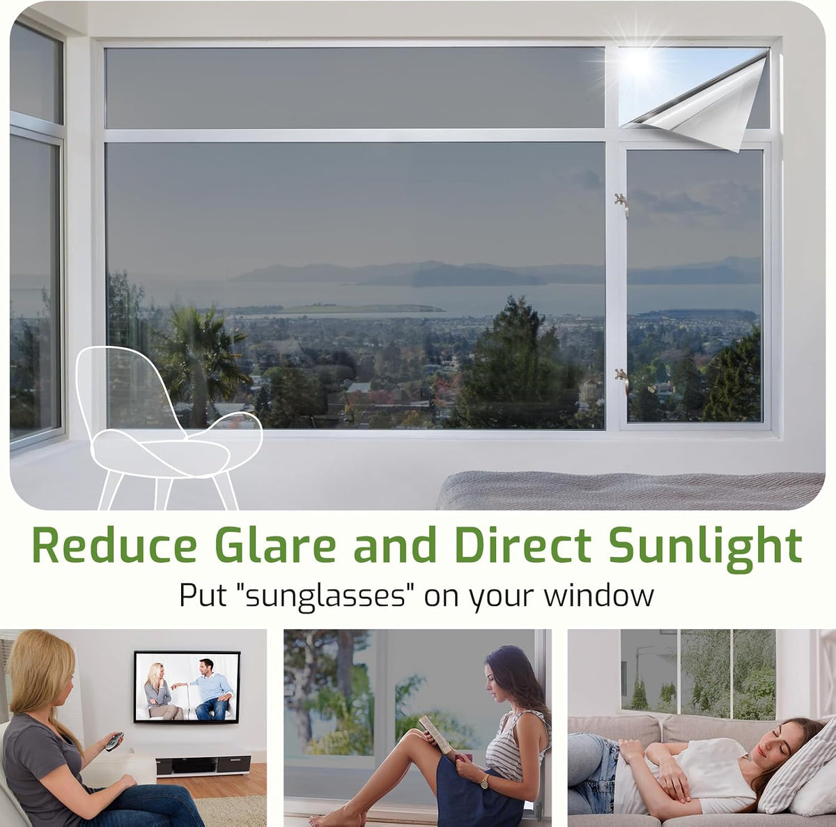 LUTE Blackout Window Film, Window Tint for Home Privacy, 17.5" x 78.7"