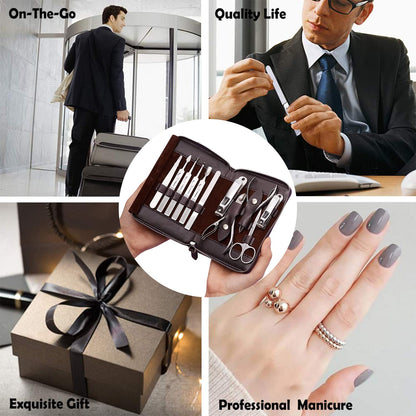 FAMILIFE Stainless Steel Manicure Set 11-in-1 Professional Nail Clipper Kit