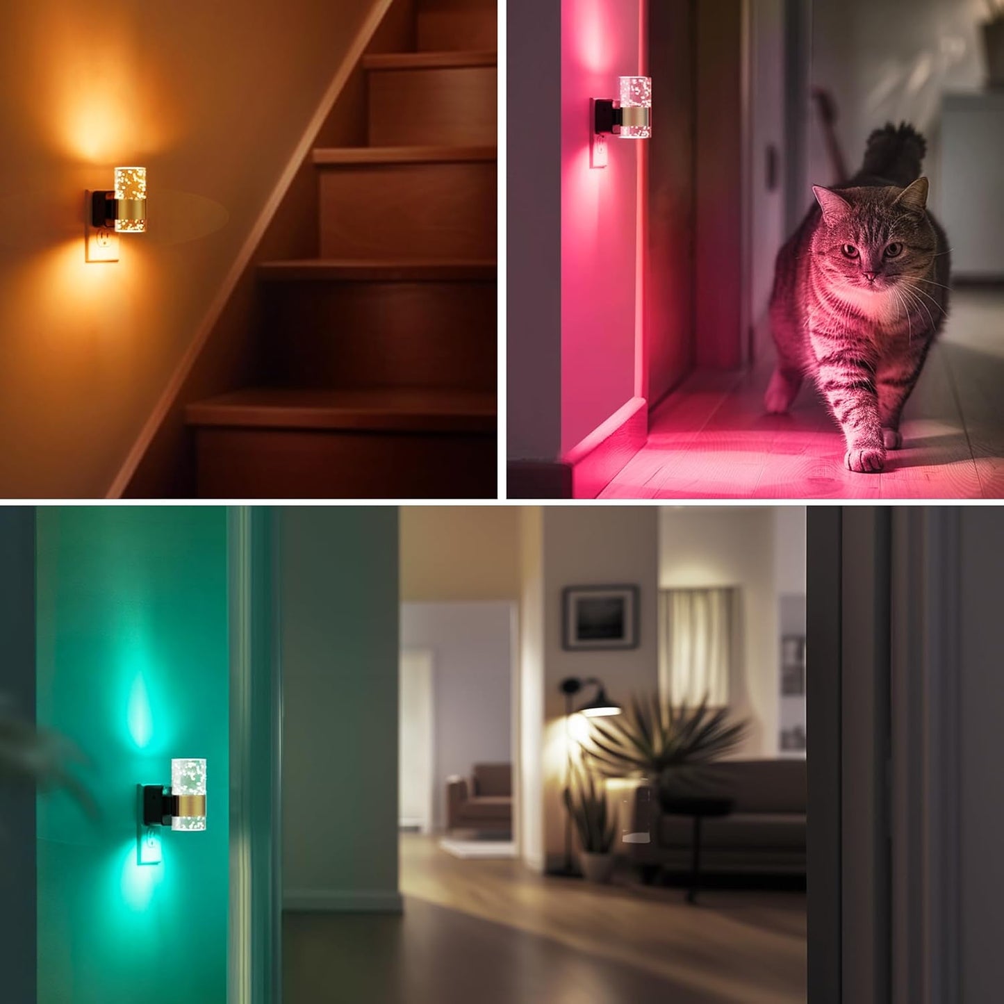 L LOHAS LED Night Lights Plug into wall, Amber Night Light with Adjustable Brightness, Plug in NightLight with Auto Light Sensor, Wall Sconce-Style Design Night Light for Bathroom,Hallway, 2 Pack