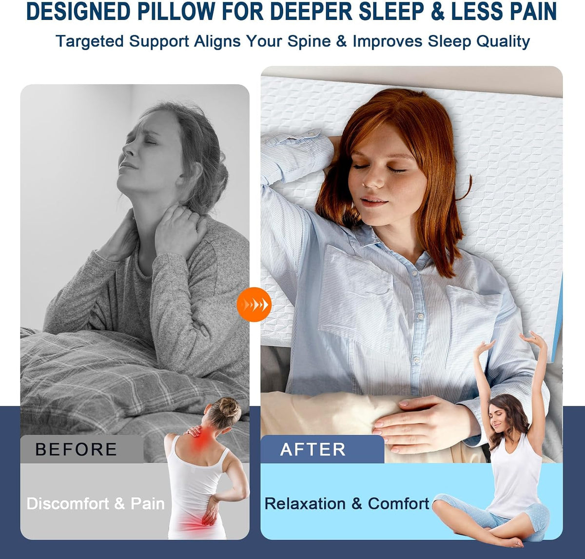 Wedge Pillow for Sleeping, 7.5" Memory Foam Bed Wedge Pillow