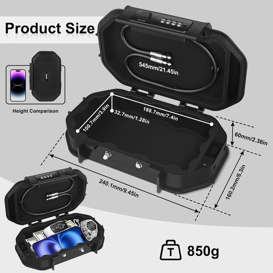 Diyife Portable Safe Box, [Waterproof] Travel Safe Lock Box with Code