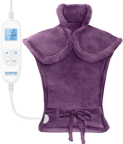 RENPHO Fathers Day Dad Gifts, Electric Heating Pad - 6 Heat Levels for Neck Shoulder and Back, Birthday Gifts for Women Men, Weighted Pad for Snug Fit, ETL Certified, FSA Eligible, 24"x33" Gray