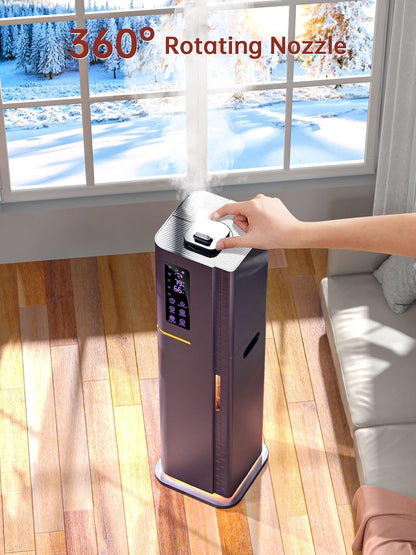 2.64Gal Humidifiers for Bedroom Large Room, Warm and Cool Mist up to 500ft², Top Fill Diffuser Ambient Light, 3 Mist Modes, 24H Timer, 35dB Quiet Humidifier for Home Office Plants