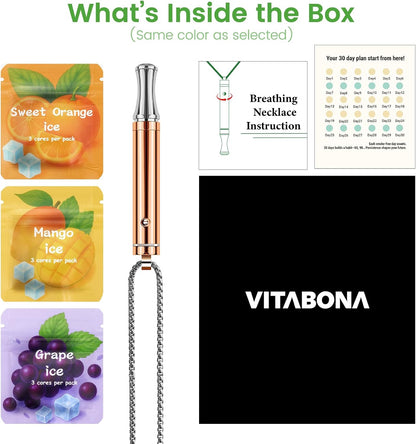 Breathing Necklace for Anxiety Adults - Adjustable Air Outlet Breathe Necklaces with Natural Flavored - Breath Free Stress Relief Device with Flavor - Meditation Gifts for Women Men