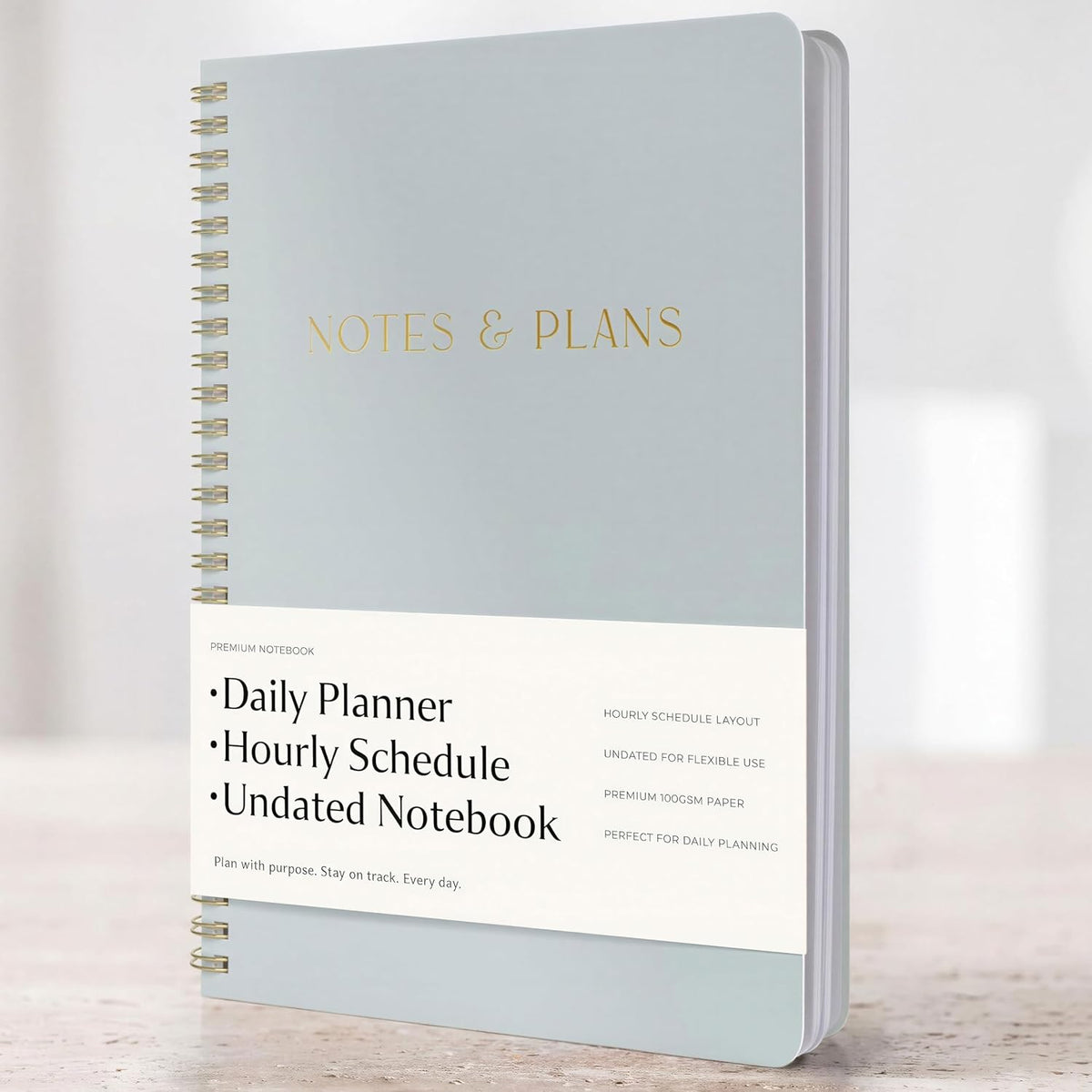 Beautiful Daily Planner And Notebook With Hourly Schedule - Spiral Notebook