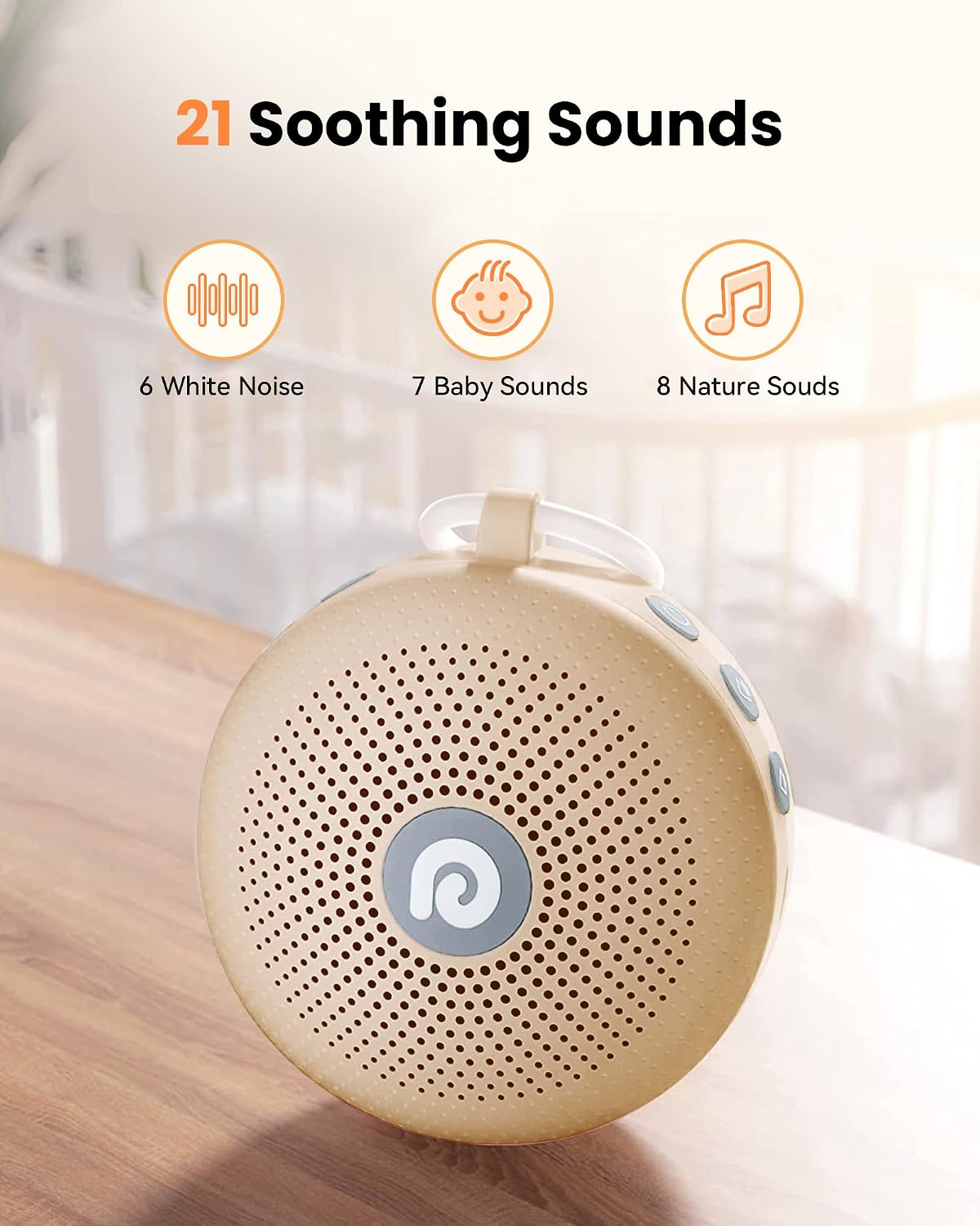 Dreamegg Portable Noise Machine for Baby Adult, Features Powerful Battery, 21 Soothing Sound, Noise Canceling for Office & Sleeping, Sound Therapy for Home, Travel, Registry Gift, Classic White