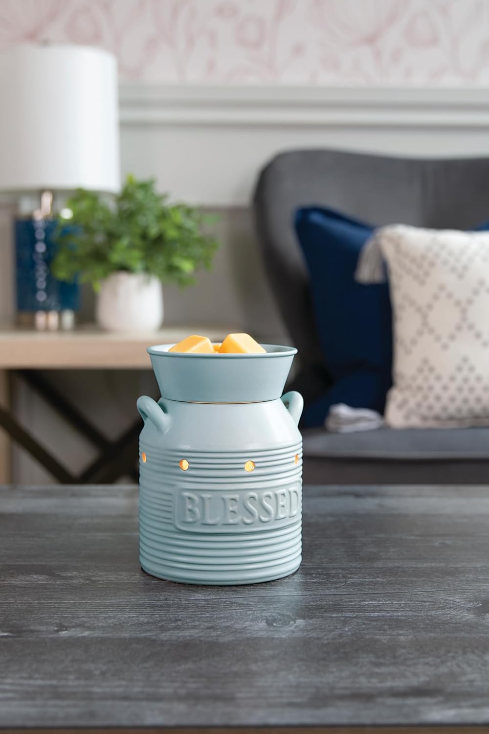 Candle Warmers ETC. Illumination Fragrance Warmer- Light-Up Warmer for Warming Scented Candle Wax Melts and Tarts or to Freshen Room, White Harmony