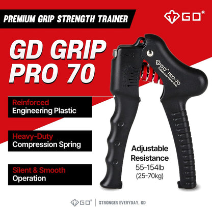 GD Grip Strength Trainer (Premium Adjustable Grip Strengthener for Forearm Training) Wrist and Forearm Strengthener