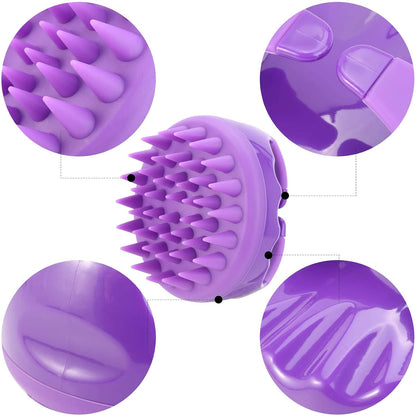 3 Pcs Silicone Scalp Massager & Shampoo Brush, Handheld Scalp Scrubber Cleansing Brush for Shower