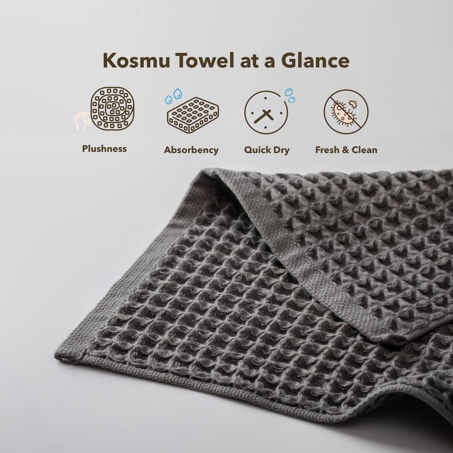 Luxury Organic Japanese Cotton Hair Drying Waffle Towel Wrap for Women | Absorbent, Quick-Dry Head Turban for Shower, Sauna, Spa | Extra Large for Long, Curly, Straight Hair With Button (White, 1 Pc)