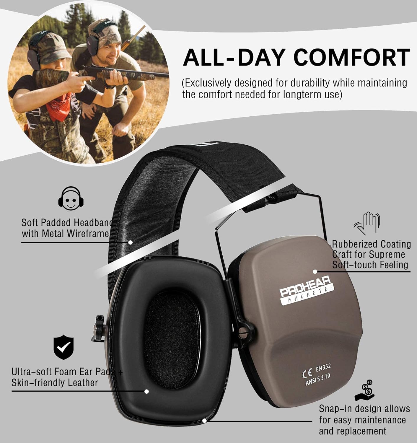 PROHEAR 016 Shooting Ear Protection Earmuffs 2 Pack, NRR 26dB for Gun Range, Hunting -Black and Green