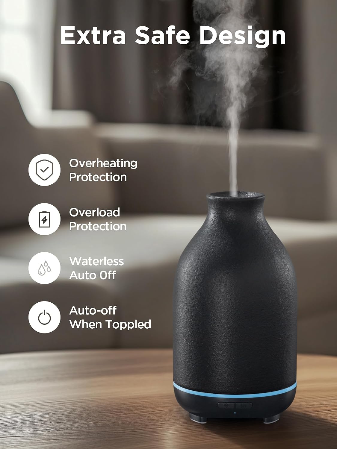 InnoGear Aromatherapy Diffuser, 150ml Ceramic Diffuser Mother's Gift Ultrasonic Humidifier Cool Mist Essential Oil Diffusers for Home Air Diffuser with 2 Mist Modes Waterless Auto Off, White