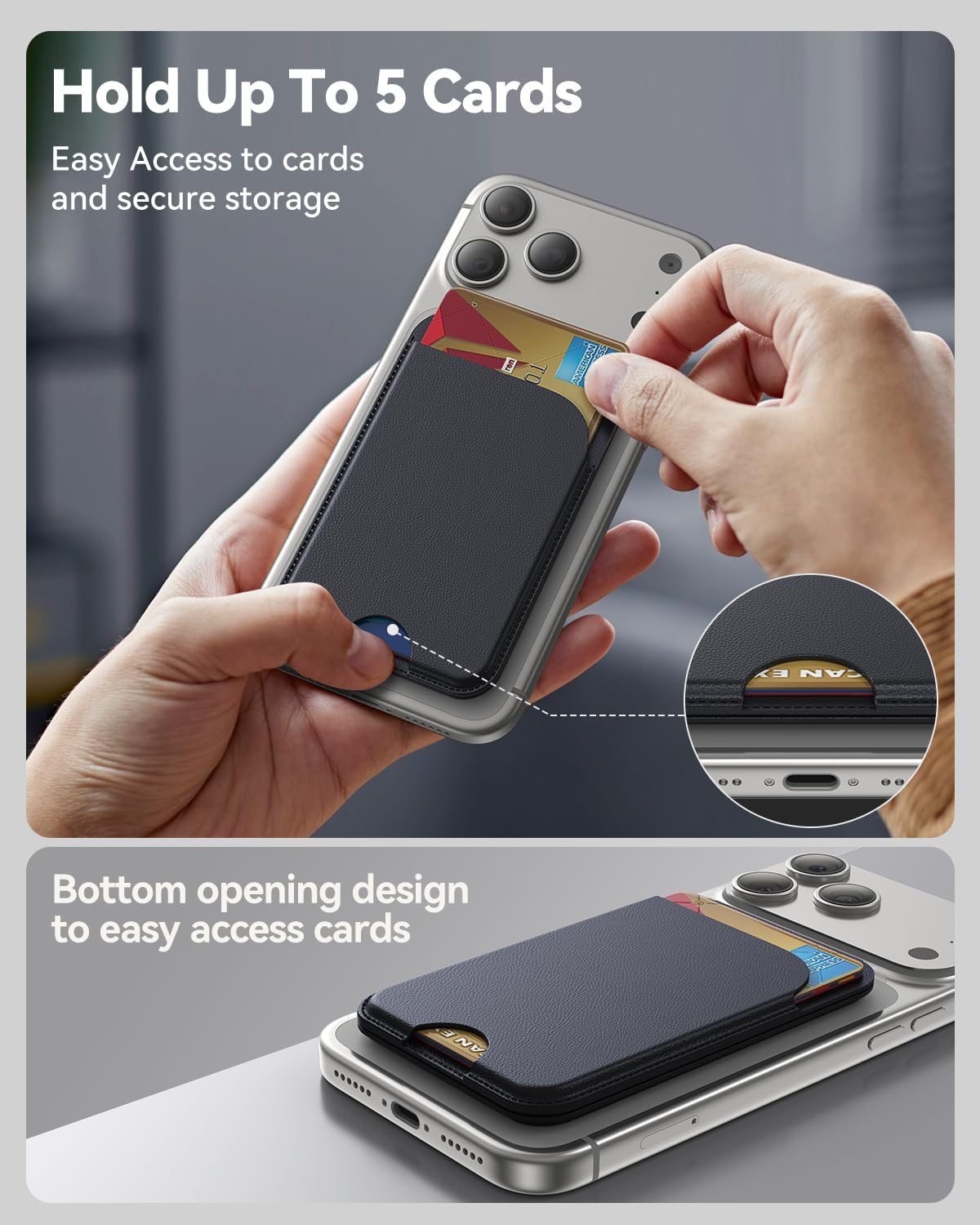 TWZKG for MagSafe Wallet, Works with Apple Find My,5 Card Holder with Stand
