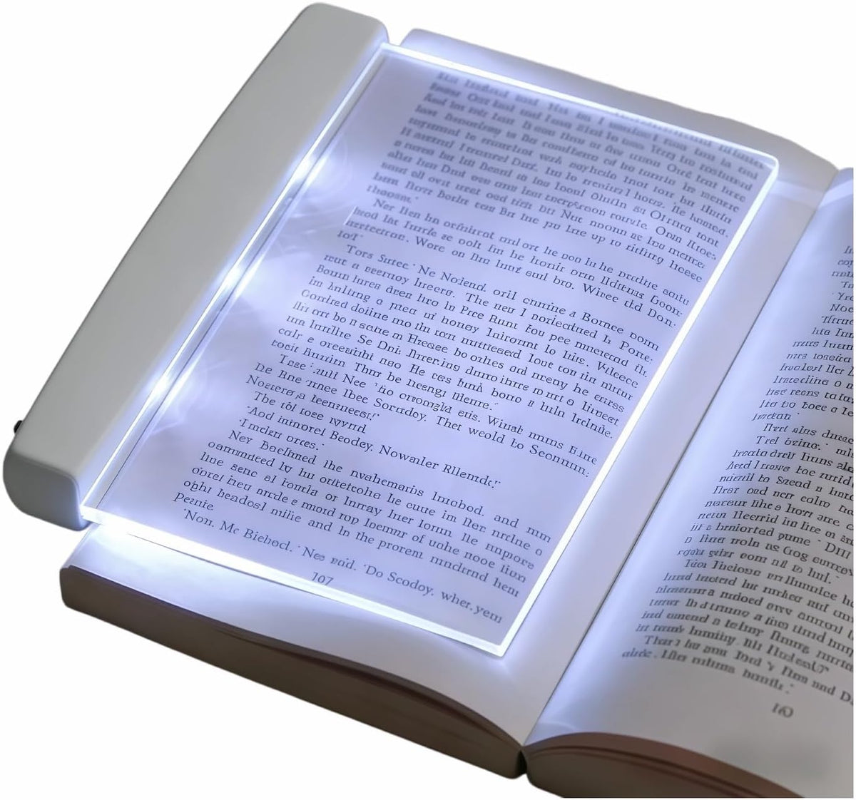 Book Light LED Flat Panel - Wireless Clip-On Eye-Care Page Light for Night Bed Reading, No-Glare Portable Reading Lamp for Students Adults, White