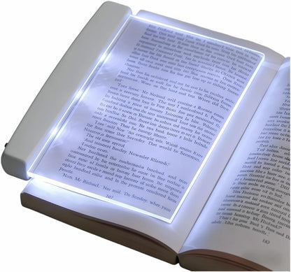 Book Light LED Flat Panel - Wireless Clip-On Eye-Care Page Light for Night Bed Reading, No-Glare Portable Reading Lamp for Students Adults, White