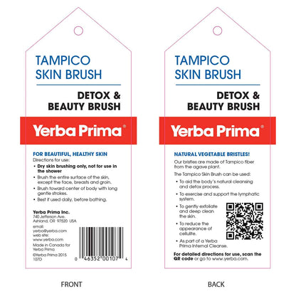Yerba Prima Tampico Skin Brush (Pack of 1) - Natural Vegetable Fiber Bristles for Dry Skin Brushing