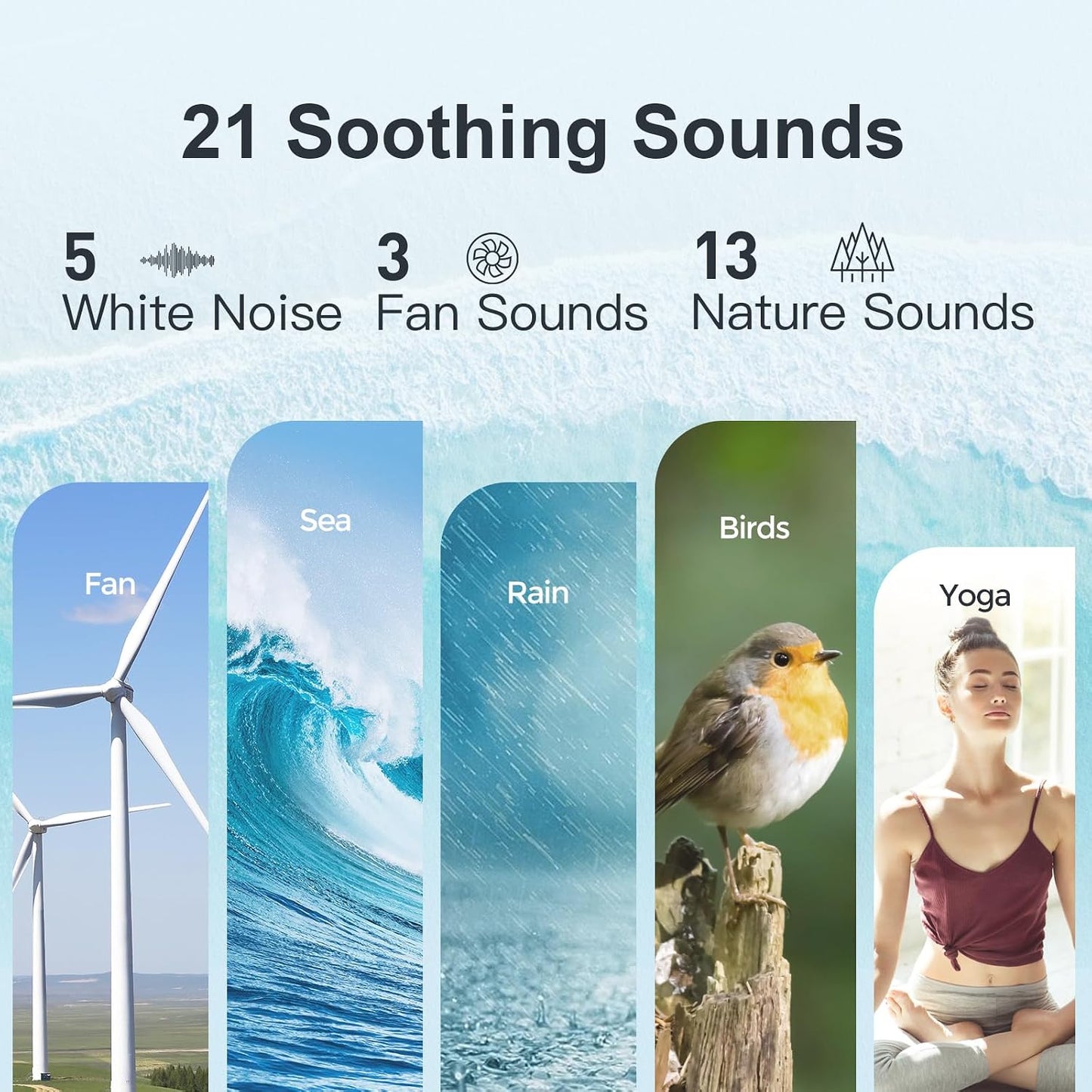 ANJANK White Noise Sound Machine Alarm Clock with Bluetooth Speaker, 21 Relaxing Sounds, 7 Night Lights,0-100% Dimmer/Sleep Timer/30-Level Volume Control,Sound Machine for Kids Adults Sleeping,Bedroom