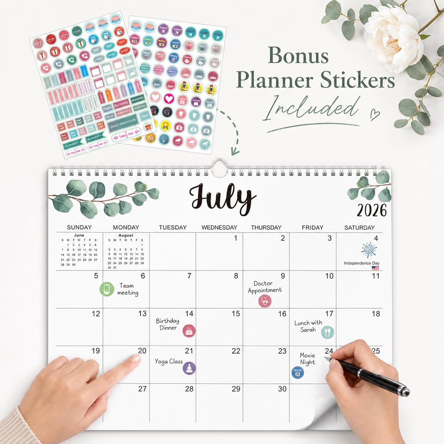Large Wall Calendar 2026-2027, 18-Month Wall Calendar from July 2026 to December 2027, 15" x 22" 2026 Wall Calendar with Spacious Blocks, Julian Dates, Habit Tracker & Full-Year Reference for Home Office School Colorful