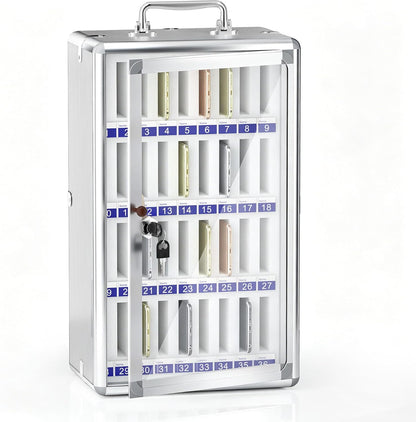Loghot Aluminum Alloy Pocket Chart Cell Phones Storage Cabinet for Cell Phones, Wall-Mounted Cell Phone Locker Phone Holder with Lock for Classroom, Office, Can be Carried by Hand (36 Slots)