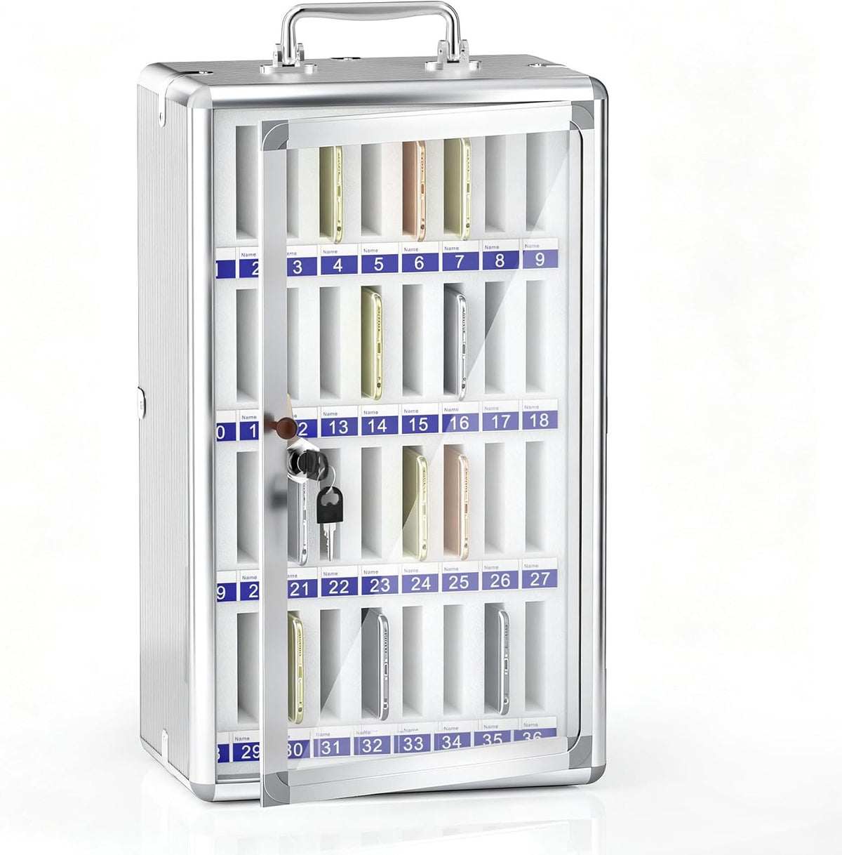 Aluminum Alloy Cell Phone Lock Box, Phone Holder for Classroom, 36 Slots