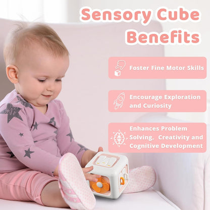 SOCBTNSO Busy Cube Toy for 1 Year Old Boy, Montessori Toys for 1+ Year Old, Travel Toys for Toddlers 1-3, Learning Fine Motor Skills| 1st Birthday Gifts 6 9 12 Months Baby