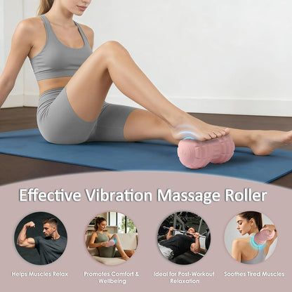 Silicone Vibrating Peanut Massage Ball Roller, Water Resistant Electric Double Lacrosse Massage Ball with 4 Intensities for Muscle Tightness, Deep Tissue Massager for Foot, Back, Hip (Green)