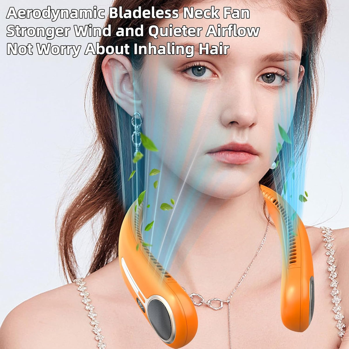 Portable Neck Fan, Personal Wearable Bladeless Fan, 6000mAh USB Rechargeable, 360° Airflow, LED Display, 4-Speeds, Hands Free Fan for Outdoor Indoor, Birthday Gifts for Men Women Dad Mom (Black)