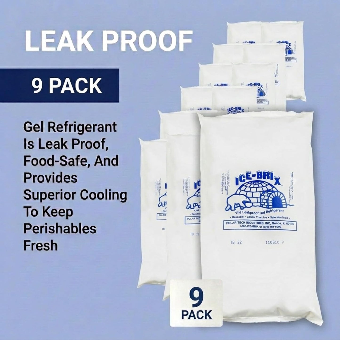 ICE-BRIX Reusable Gel Ice Packs for Shipping, 5 x 2.75 x 0.75 in, 3 oz White (96 Pack) - Compact Cold Packs for GLP-1 Medication Mailers, Lunch Boxes, Small Coolers, Frozen Food & Perishables