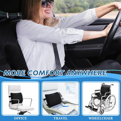 Lumbar Support Pillow for Office Chair Back Support Lumbar Pillow for Car, Gaming, Office Chair - Improve Sitting Posture & Back Pain Relief, Memory Foam, Adjustable Straps, Grey