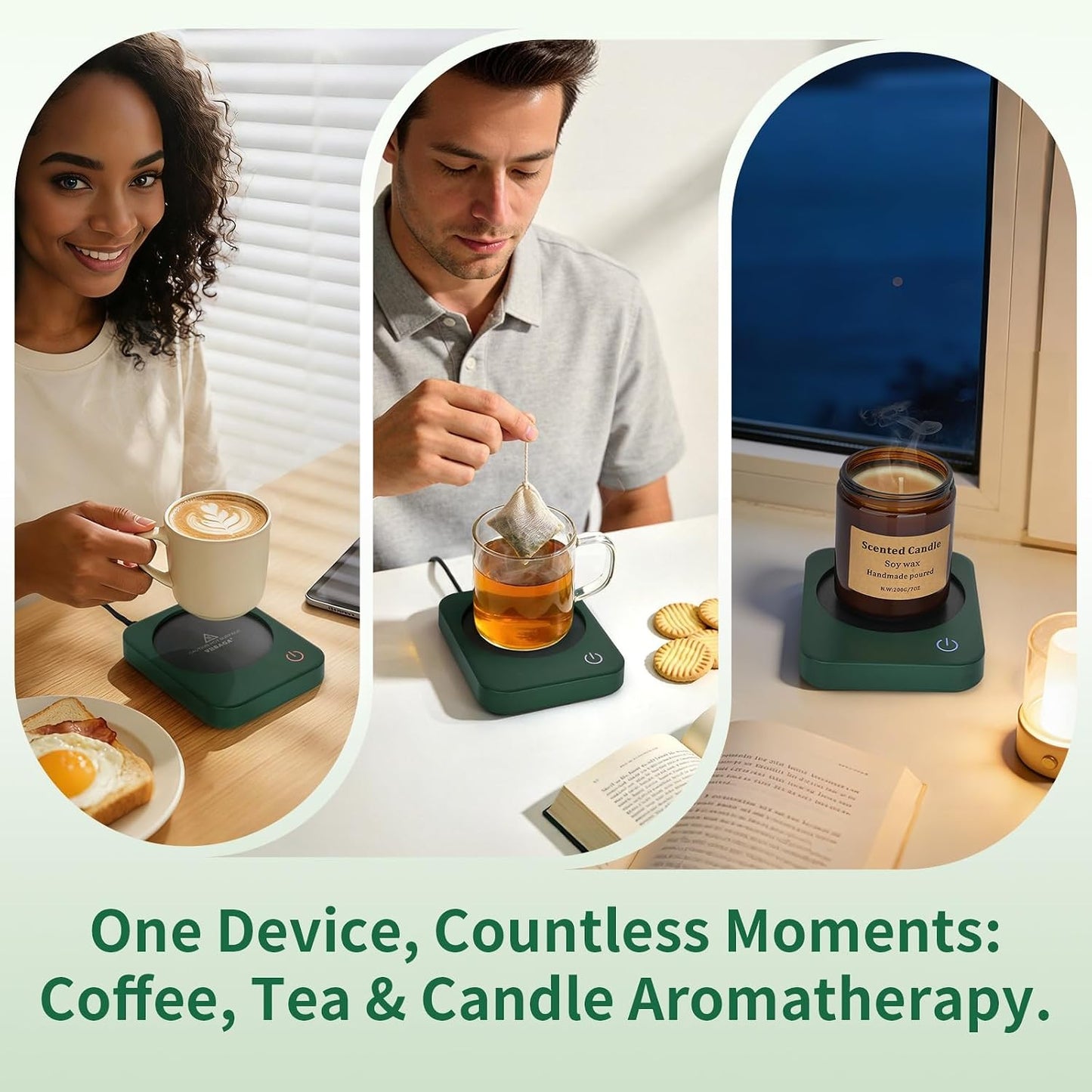 VOBAGA Coffee Mug Warmer for Desk with Auto Shut Off & 3-Temp Settings, Coffee Cup Warmer with Smart Safety Alert Home Office Accessory, Perfect for Coffee, Tea, Milk (Mug for Display)