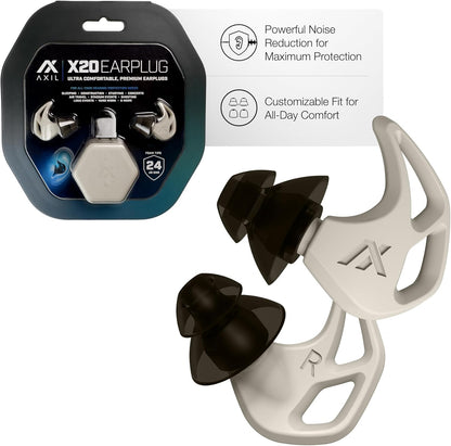 AXIL X20 Noise Reduction Ear Plugs - Pink - Customizable Fit Hearing Protection for Sleeping, Festivals, Live Events and Sports – 24dB Reusable Foam and Silicone Eartips with Carrying Case