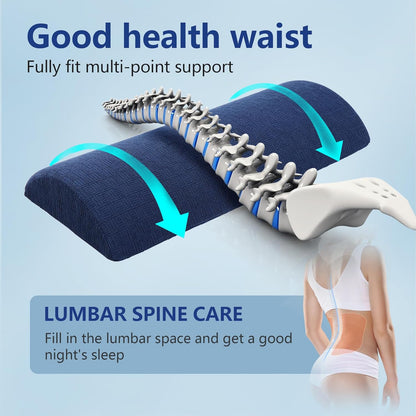 Cozyhealth - 3.15"H*23.6"L - Soft Lumbar Pillow for Sleeping, Memory Foam Back Lumbar Support Cushion for Lower Back Pain Relief Bed Waist Sleep Support Pillow for Side, Back Sleepers (White, Large)