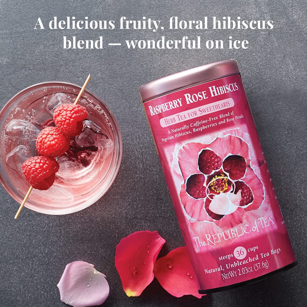 The Republic of Tea Raspberry Rose Hibiscus Herbal Tea, 36 Count