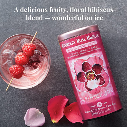 The Republic of Tea Raspberry Rose Hibiscus Herbal Tea, 36 Count