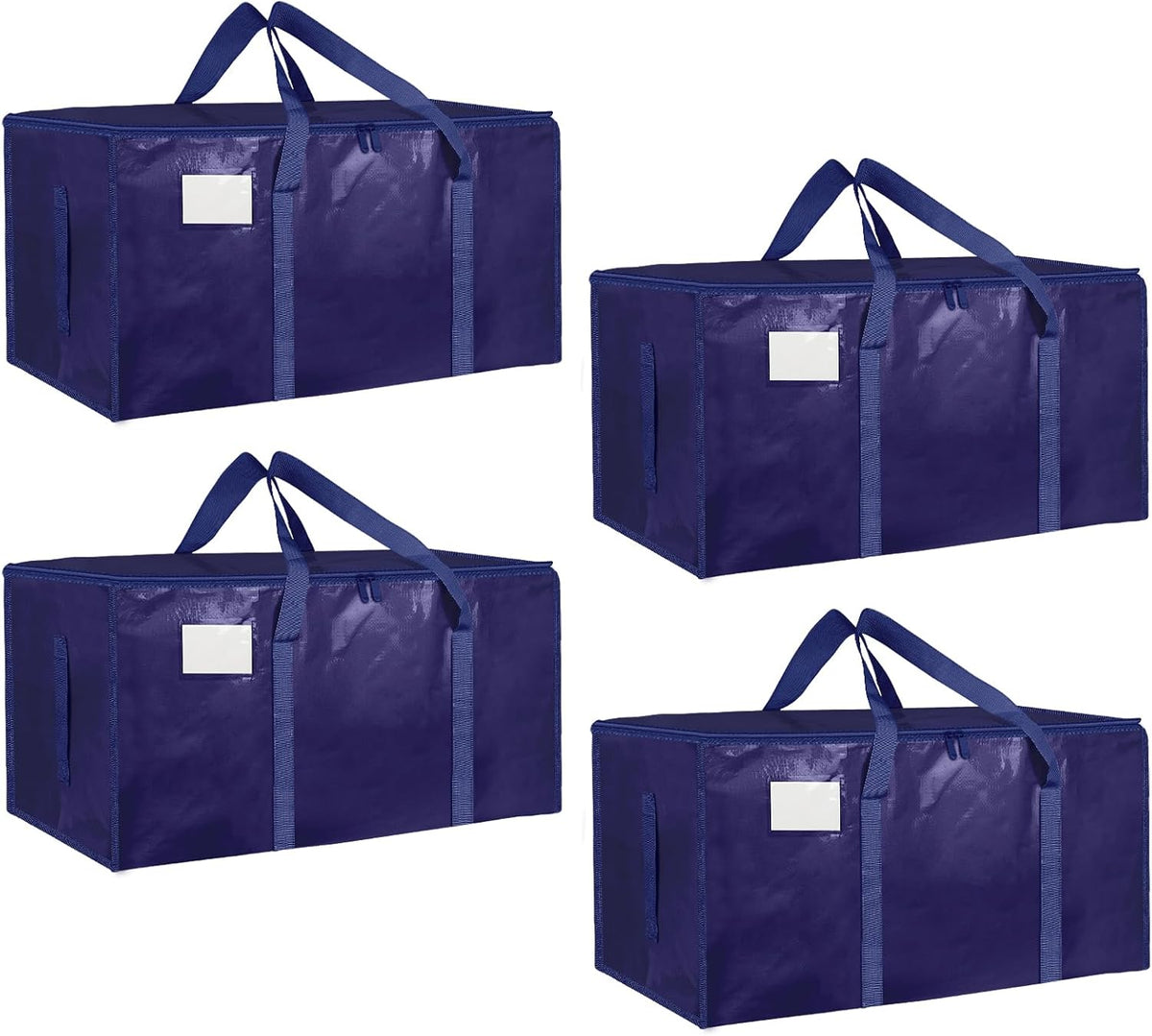 Moving Bags Extra Large - Heavy Duty Storage Totes with Wrap-Around Handles & Reinforced Zippers - Foldable Moving Box Alternative, Water-Resistant for Dorm, Closet & Under Bed Storage (Clear)