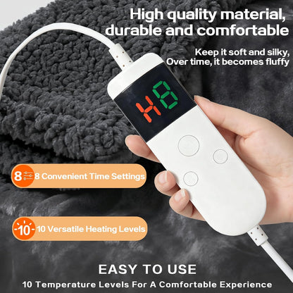 Heated Electric Blanket Throw 50''x60'' - Fast Tie-Dye Heating Blanket, Washable Heat Blanket 10 Heating Settings, 8h Timer Auto Off & Heated Protection, Soft Flannel & Sherpa Material