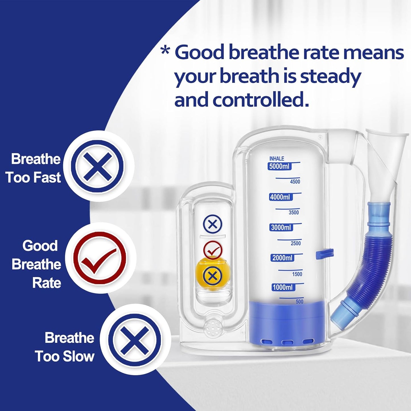 Breathing Exercise Device for Lungs, Lung Exerciser Device – Deep Breathing Trainer for Respiratory Health & Recovery