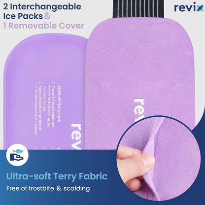 REVIX Ice Packs for Injuries Reusable, 2 Packs Hot and Cold Pack with Adjustable Strap, Flexible Ice Wraps for Joints and Muscle, Rotator Cuff, Back, Knee Discomfort Relief (10" x 5" Blue)