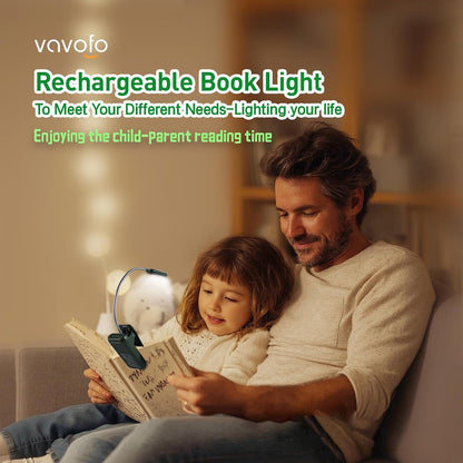 VAVOFO Clip On Book Light for Bed Kids, 7 LED Reading Light with 9-Level Warm Cool White Daylight, Eye Care Lamp with Power Indicator for Bookworms (Blue)