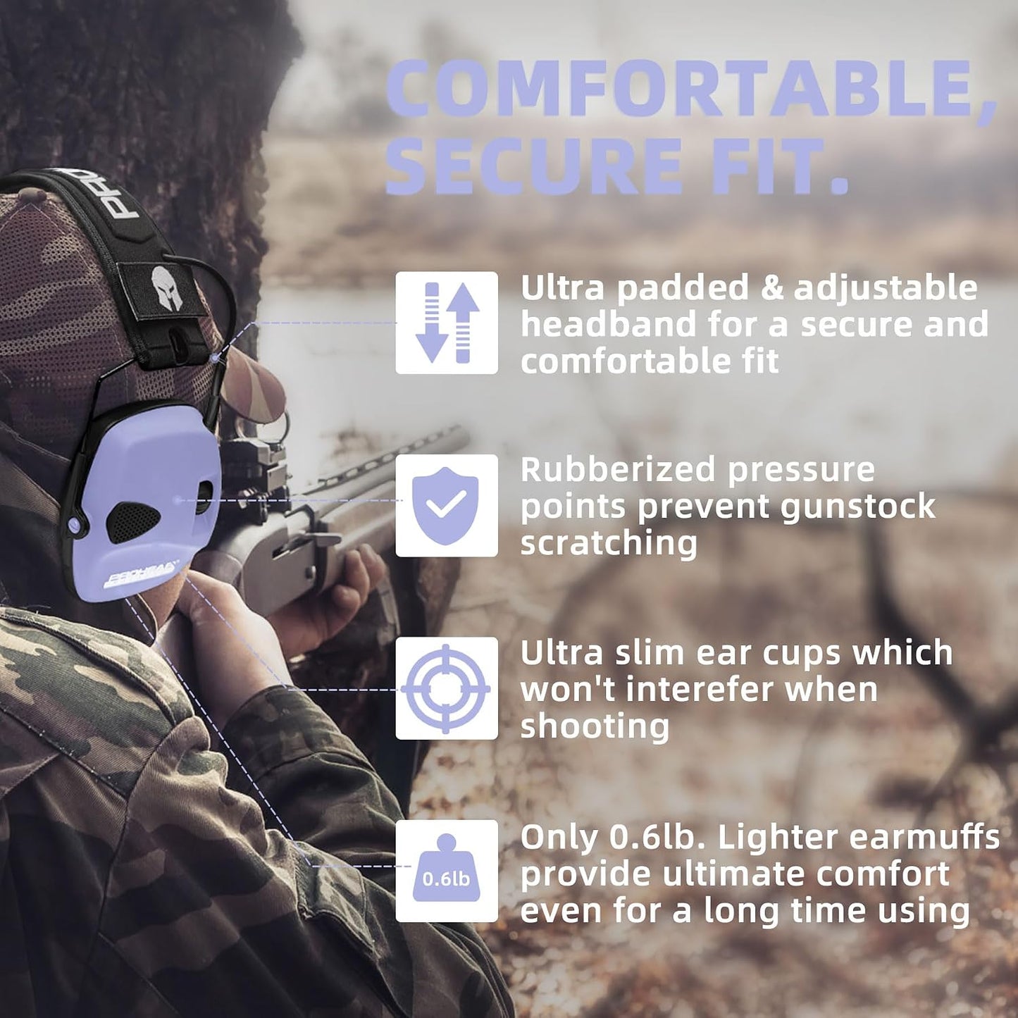 PROHEAR Electronic Ear Protection for Shooting with 4X Sound Amplification, Gun Range Hearing Protection Muffs, NRR 23dB Noise Reduction Headphones for Hunting, Green