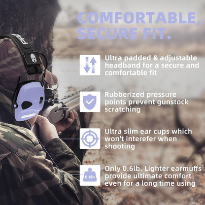 PROHEAR Electronic Ear Protection for Shooting with 4X Sound Amplification, Gun Range Hearing Protection Muffs, NRR 23dB Noise Reduction Headphones for Hunting, Green