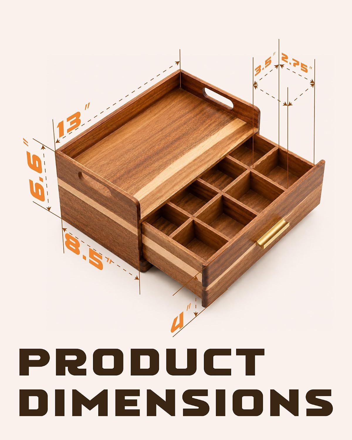 Acacia Wood Tea Bag Organizer for Countertop, Tea Holder Organizer with Storage Drawer