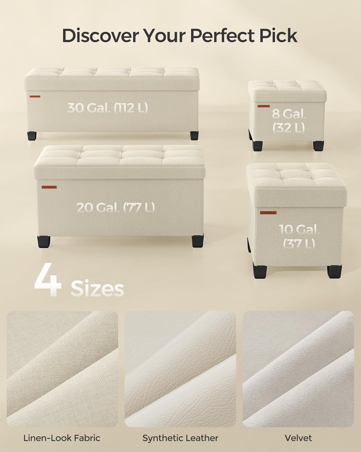 SONGMICS Storage Ottoman, Small Ottoman Foot Rest with Legs, 12.6 x 15.7 x 13.2 Inches Foot Stool, Load up to 660 lb, for Living Room, Bedroom, Dorm, Slate Gray ULSF012G01
