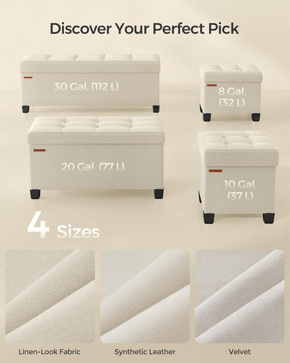 SONGMICS Storage Ottoman, Small Ottoman Foot Rest with Legs, 12.6 x 15.7 x 13.2 Inches Foot Stool, Load up to 660 lb, for Living Room, Bedroom, Dorm, Slate Gray ULSF012G01