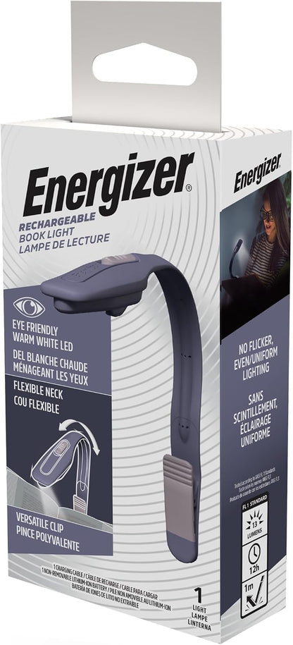 Energizer Flex-R LED Rechargeable Book Light for Reading in Bed, Reading Light with Warm LED Color, Long-Lasting and Lightweight,Blue